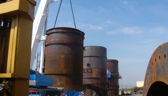 PRE-ASSEMBLY AND SHIPMENT OF FLUE GAS STACK FOR COMBINED-CYCLE GAS TURBINE(CCGT) POWER PLANT, MITTELSBUREN GERMANY, CLIENT: STF - MILAN ITALY